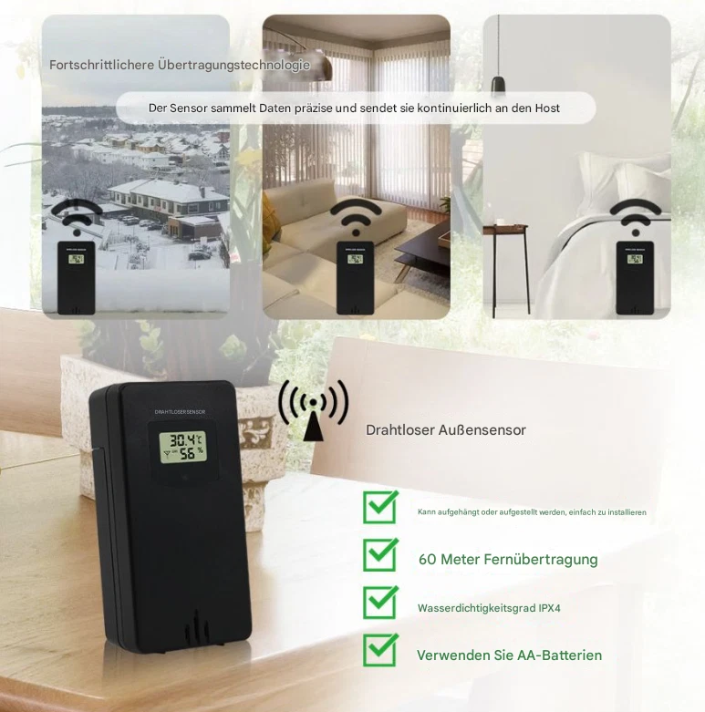 Wetterstation Digital Funk Thermometer Hygrometer mit 3 Innen Außen Sensor DHL - Bild 4 von 4