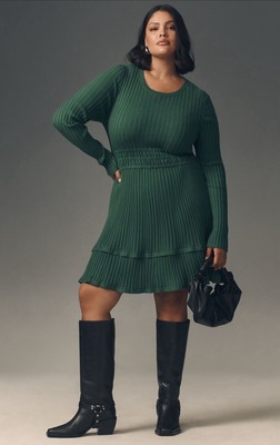 Anthropologie Somerset Mini Sweater Dress Women Green Preppy Size 1X Plus  NWT | eBay