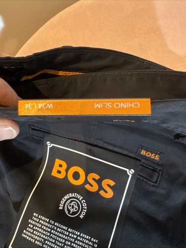 HUGO BOSS STRETCH COTTON SATIN SUMMER WEIGHT CHINOS SZ 34/34 BLACK BNWT RRP £129 - Picture 4 of 7