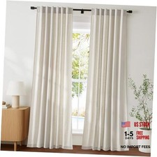 Cotton Linen Curtains 84 inch Long 2 Panels Set, 55"W x 84"L Pack of 2 Beige