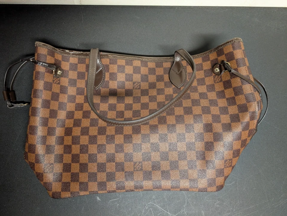 Louis Vuitton Bundle Neverfull Tote MM Brown Canvas Damier Pouchette & Wallet - Image 2 of 4