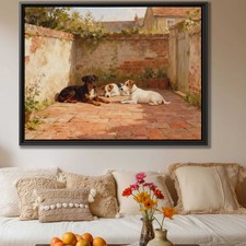 Rustic Dog Wall Art Oil Painting Mixed Breed Dog Canvas Print Dog Lover Decor