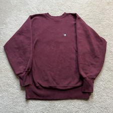 Vintage 90s Champion Reverse Weave Crewneck Sweatshirt Red Made In USA Size L