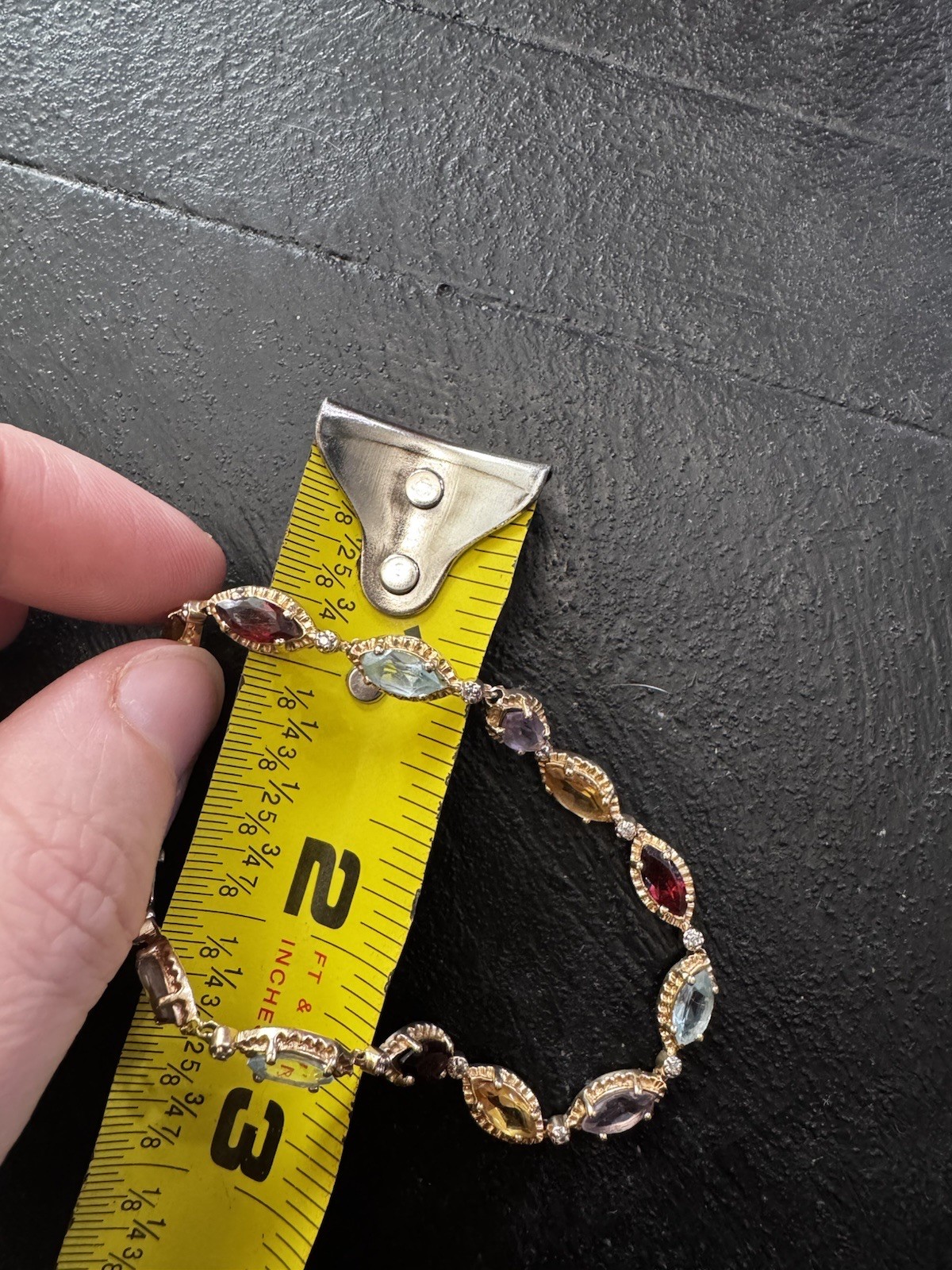 Multicolor Gemstone 14k Solid Yellow Gold Bracele… - image 6