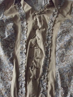 Damen Bluse Schnürung älter beige/mehrfarbig John F.GEE Gr. 42 Mischgewebe Lang