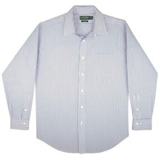 Lauren Ralph Lauren Dress Shirt Mens 17.5 34/35 Blue Stripe Non Iron Cotton