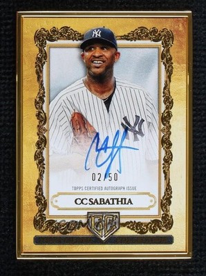 2025 Topps Gilded Collection Gallery of Gold 2/50 CC Sabathia Auto HOF tw0