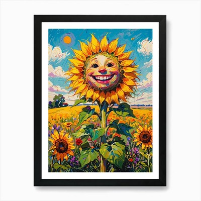 Sonnenblume' Kunstdruck Gerahmtes Wandbild Poster Leinwanddruck Bild