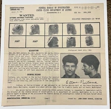 1946 ITALIAN POW ETTORE FONTANA FBI WANTED POSTER- NATIONWIDE SEARCH - J. HOOVER