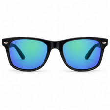 Polarized Horn Rim Sunglasses Men Flash Mirror Lens Retro UV400 Protection