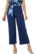 DG2 by Diane Gilman Cabana Knit Twill Wide-Leg Crop Pant Navy Size 10