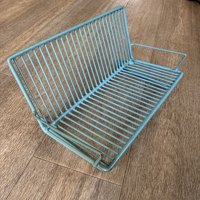 Draht Geschirrregal Teller Abtropfschale Kunststoff beschichtet blau MCM 50er? Vintage