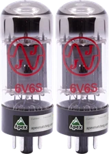 6V6, Double Mica, JJ Electronics Vacuum Tube, Apex Burned-In Matched Pair, Power