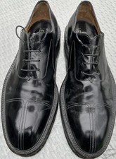 Versace Mens Leather Brogue Oxford Tie Shoes Handmade Italy Black Sz 44.5/11.5
