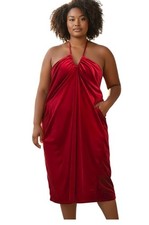 PrettyLittleThing Red Dress SZ 26 Women Party Sexy Velvet Midi Party Holiday