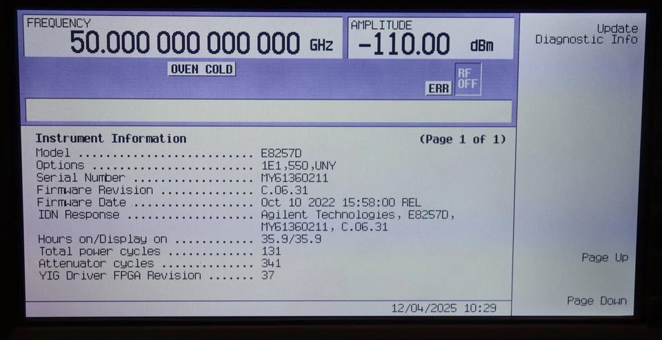 Agilent Keysight E8257D PSG Signal Generator 250kHz-50GHz opt 550/1E1/UNY GOOD - Image 3 of 4