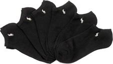 Polo Ralph Lauren Mens 6 Pack No Show Socks Black Gray Pony Logo 6-12.5