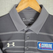 UNDER ARMOUR x NBA DRAFT COMBINE Mens Size Large Polo Shirt HeatGear Gray Golf