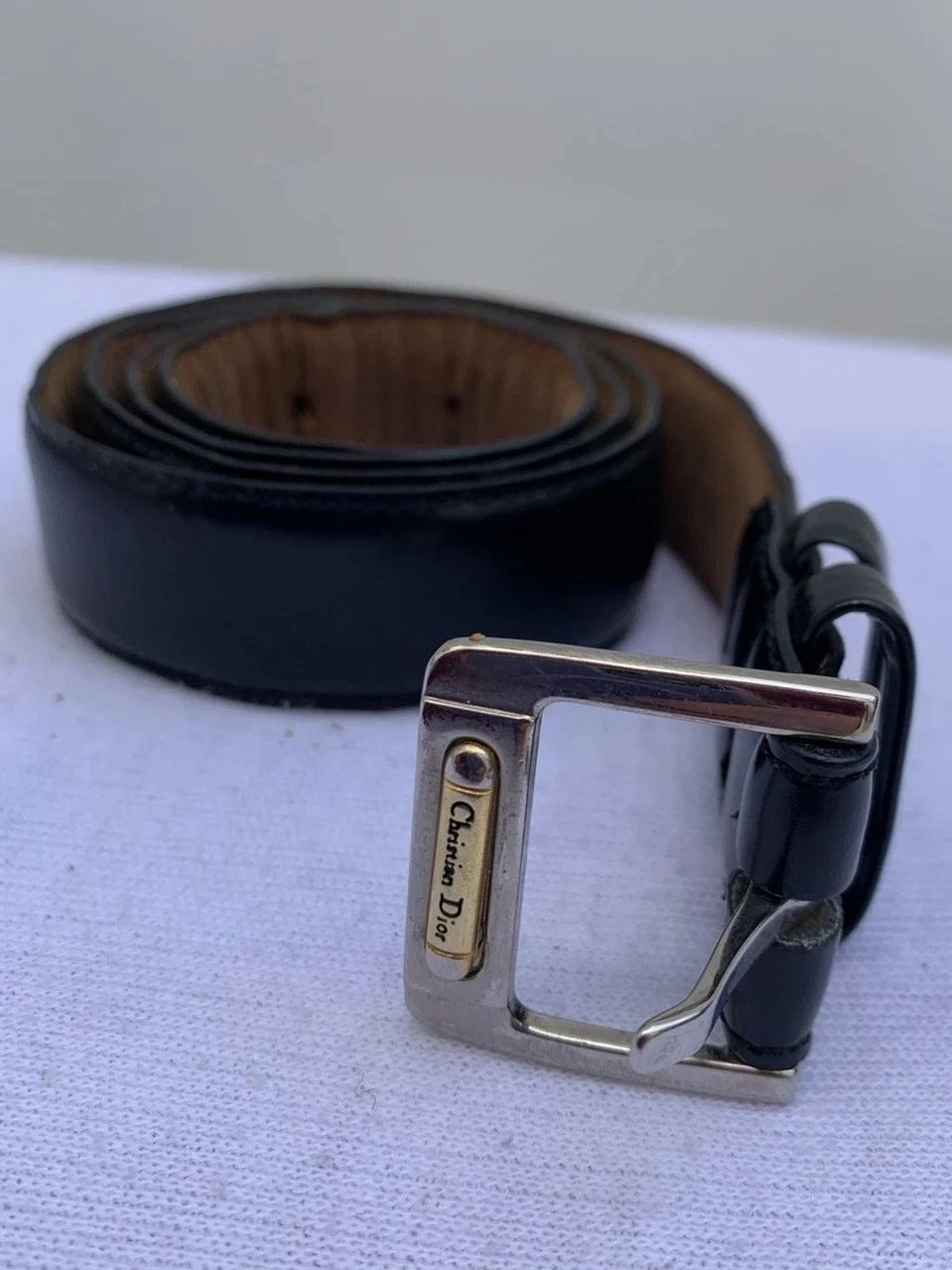 Ceinture Christian Dior en cuir noir 34