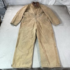 Vintage Carhartt Coveralls Mens Large Brown Duck Canvas Insulated Workwear Lined