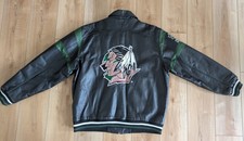 VINTAGE UND Fighting Sioux Hockey Leather Coat Jacket Embroidered Logo Men's XL 
