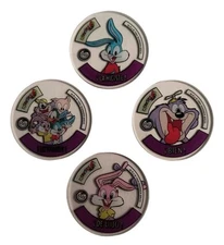 Set of 4 Tiny Toons Acrylic Tazos – High-Quality Reissue, No Repeats, 4cm, New