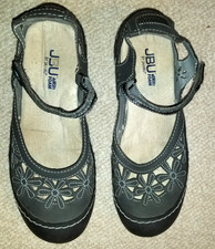 Womens Shoes-JBU by JAMBA-dark gray "Wildflower" Mary Jane floral cutout-8.5 M