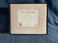 Southshore Fine Linens Microfiber 7-Pc. Split King Sheet Set Light Tan/Beige NIB