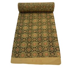 JAPANESE KIMONO FABRIC CLOTH BOLT PURE SILK BROWN-GREEN KOMON AA10710