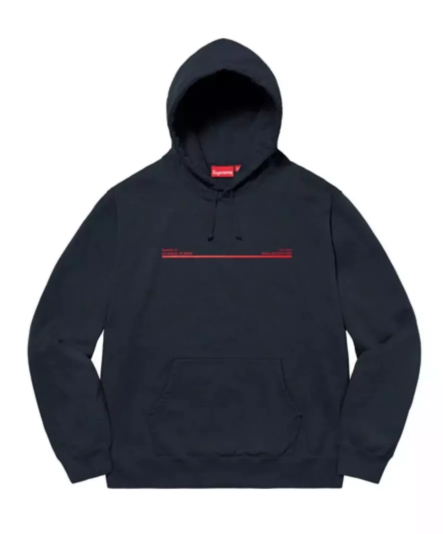 Sweat à capuche Supreme Shop Los Angeles taille L bleu marine FW20 neuf 2020