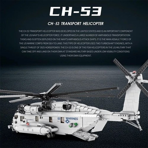2192PCS CH-53E Helicopter Building Blocks Army Plane Military Fighter Bricks - Picture 3 of 6