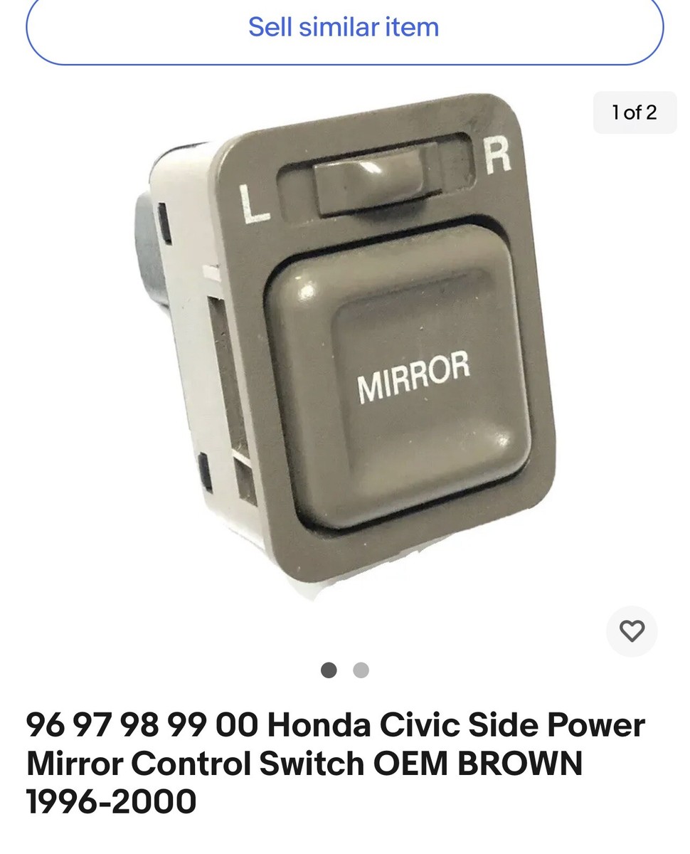 96 97 98 99 00 Honda Civic Side Power Mirror Control Switch Oem