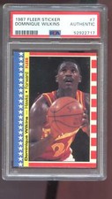1987-88 Fleer #7 Dominique Wilkins Sticker PSA A Graded Basketball Card Wilkens