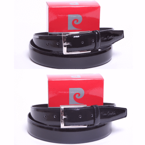 PIERRE CARDIN - Men's Belt Black Leather Paint With Buckle Silver Art. 1045 - Picture 1 of 5