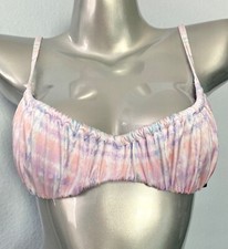 Victoria's Secret Swim Bikini Top Ruched Watercolor Tie Back Underwire Sling 34D