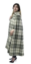 Jimmy Hourihan Dublin Ireland Vintage Donegal Green Plaid Tweed Wool Cape OS