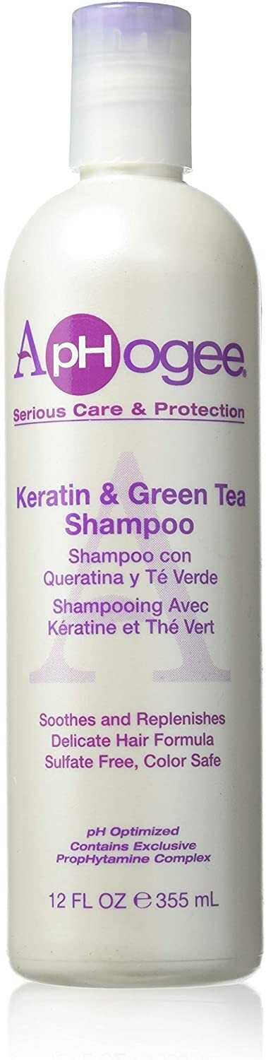Aphogee Kertain & Green Tea Shampoo Soothes Softening Replenishes Delicate Hair