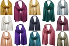 Extra Large Pashmina Plain Scarf Shawl Wrap Warm Soft Without Tassels 21 Colors