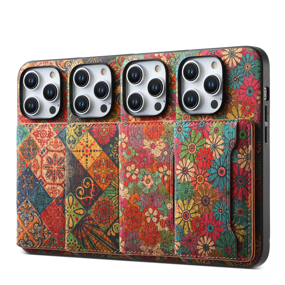 Magnetic ID Card Slot Holder PU Leather Case For iPhone 15 14 Pro Max Plus Cover