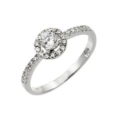 Sterling Silver Ladies CZ Stones Ring w/ 4mm (0.25 ct) Round Cut Center cz Stone