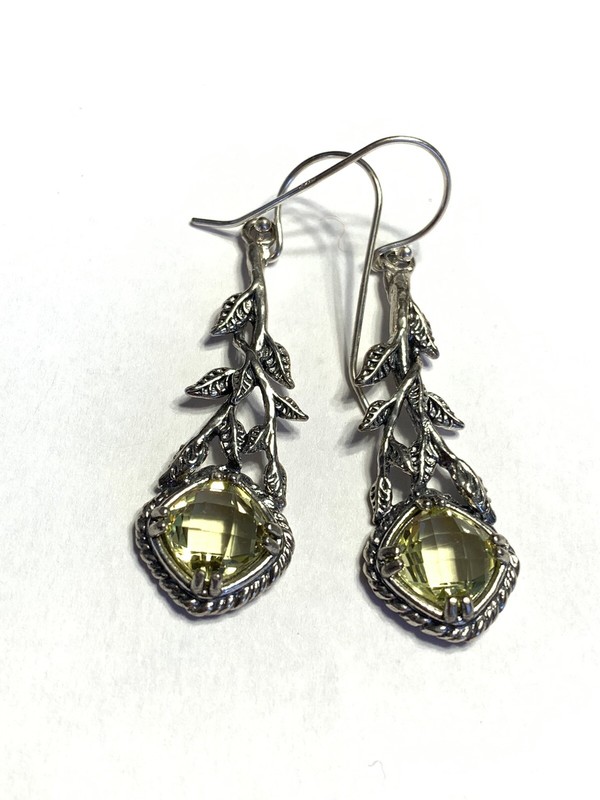 NWOT Or Paz Sterling Silver 925 Lemon Quartz Leaves Earrings Made In Israel PZ A
