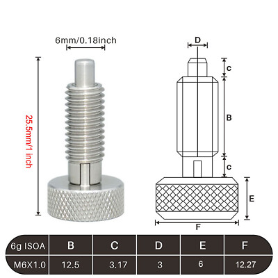 2Pcs Lock-out M6 Type Stainless Steel Quick Release Pins with Knurled Handle