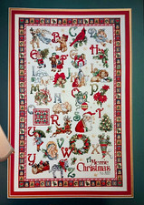 Cross Stitch Pattern MERRIE ALPHABET Sampler Christmas Cardinal Toys Santa Tree