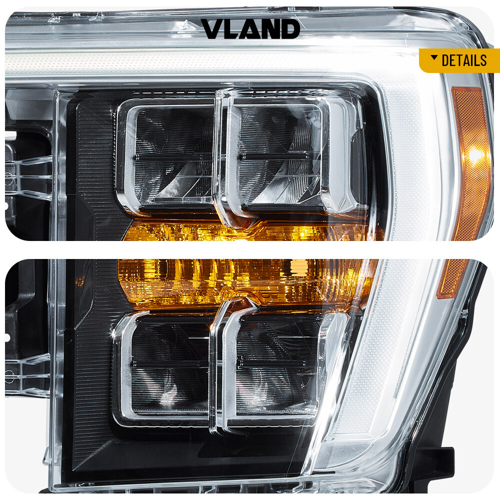 VLAND Coppia Fari Riflettori LED per Ford F-150 2021-23 Fanali Anteriori con LED DRL foto 6