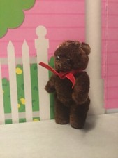 Vintage Mini Jointed Teddy Bear Plush Stuffed Animal Toy Brown With Missing Nose