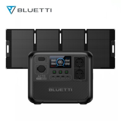 BLUETTI AC70 Powerstation 1000W 768Wh mit Solarpanel 200W Camping Solargenerator