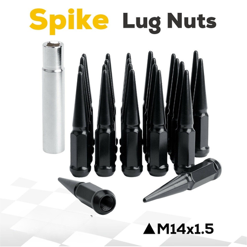 24PC M14x1.5 Spike Lug Nuts +1 Key For Ford F150 Mustang Chevy