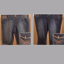 Faded glory women's plus size pull on denim capri with embellished pockets 16W