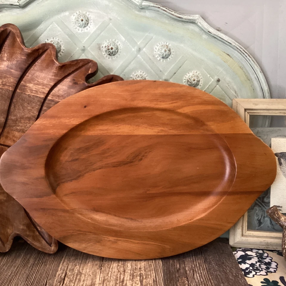 Holz Serviertablett 15 1/2" Leckerbissen Servieren Mid Century Modern