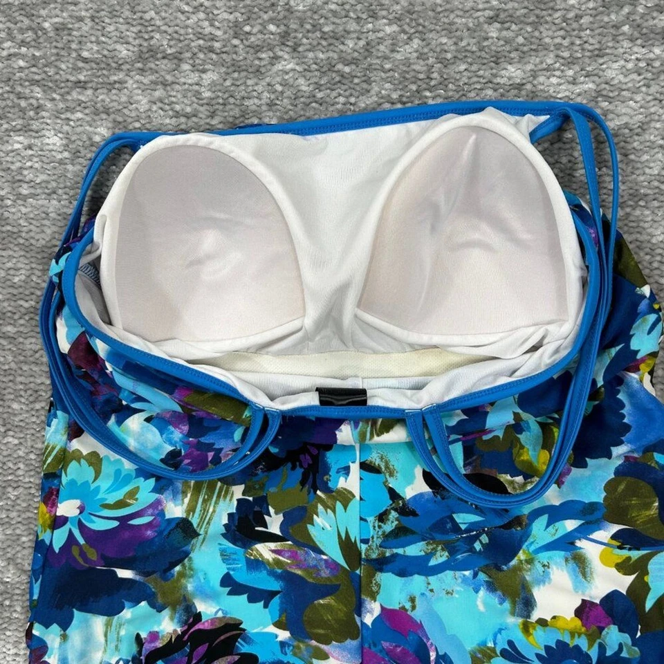 Traje de baño Catalina azul púrpura estampado tropical floral de una pieza talla 2X Foto 3 de 4